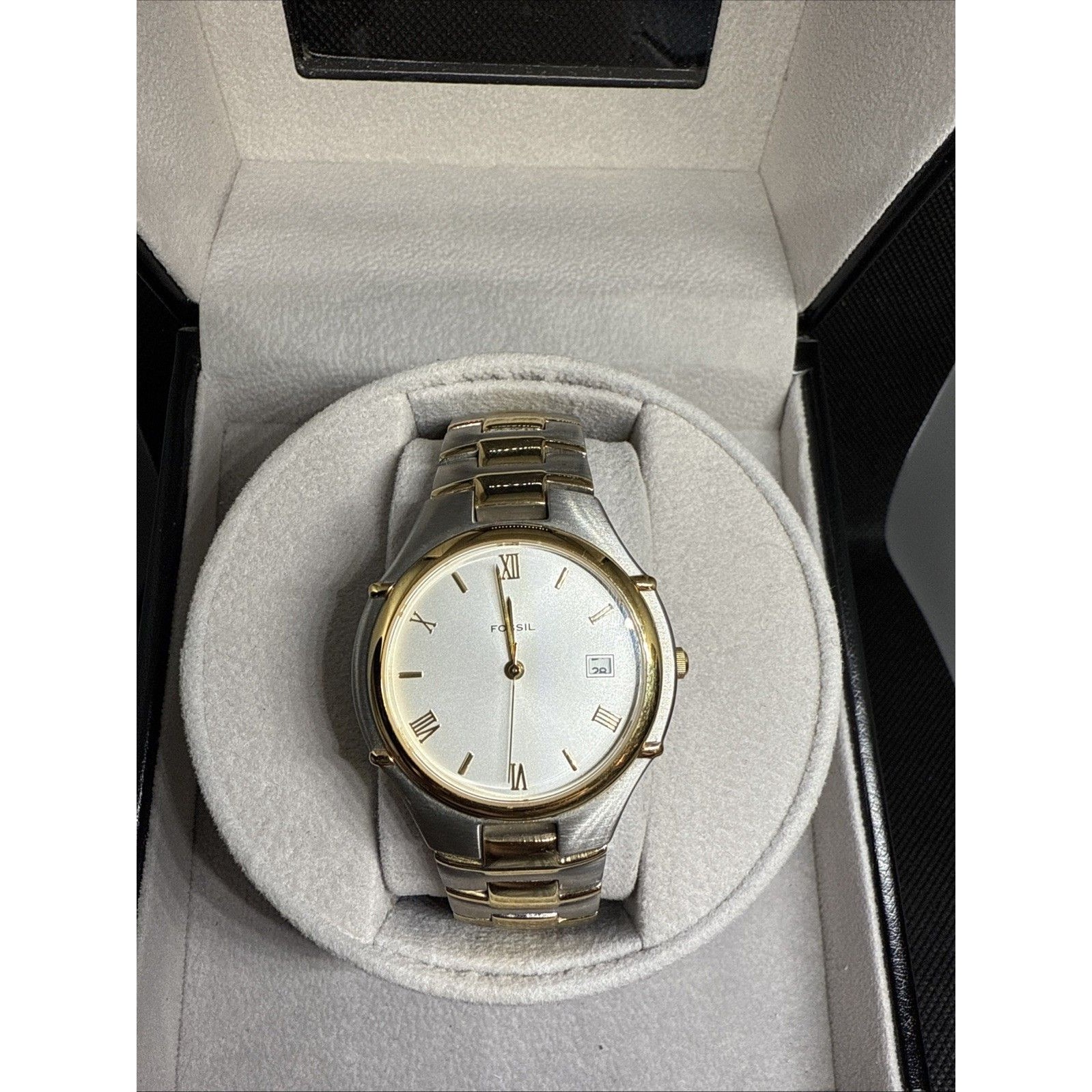 Fossil Pr5106 Twotone Quartz Watch Url Mutual Logo White Dial New Battery
